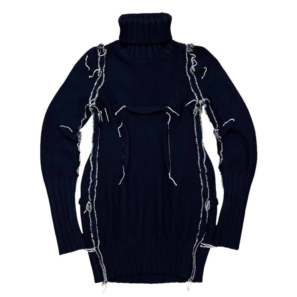 NWT!! Maison Martin Margiela H&M Navy Merino Wool Darted Sweater Dress Size Sz S - Picture 3 of 12